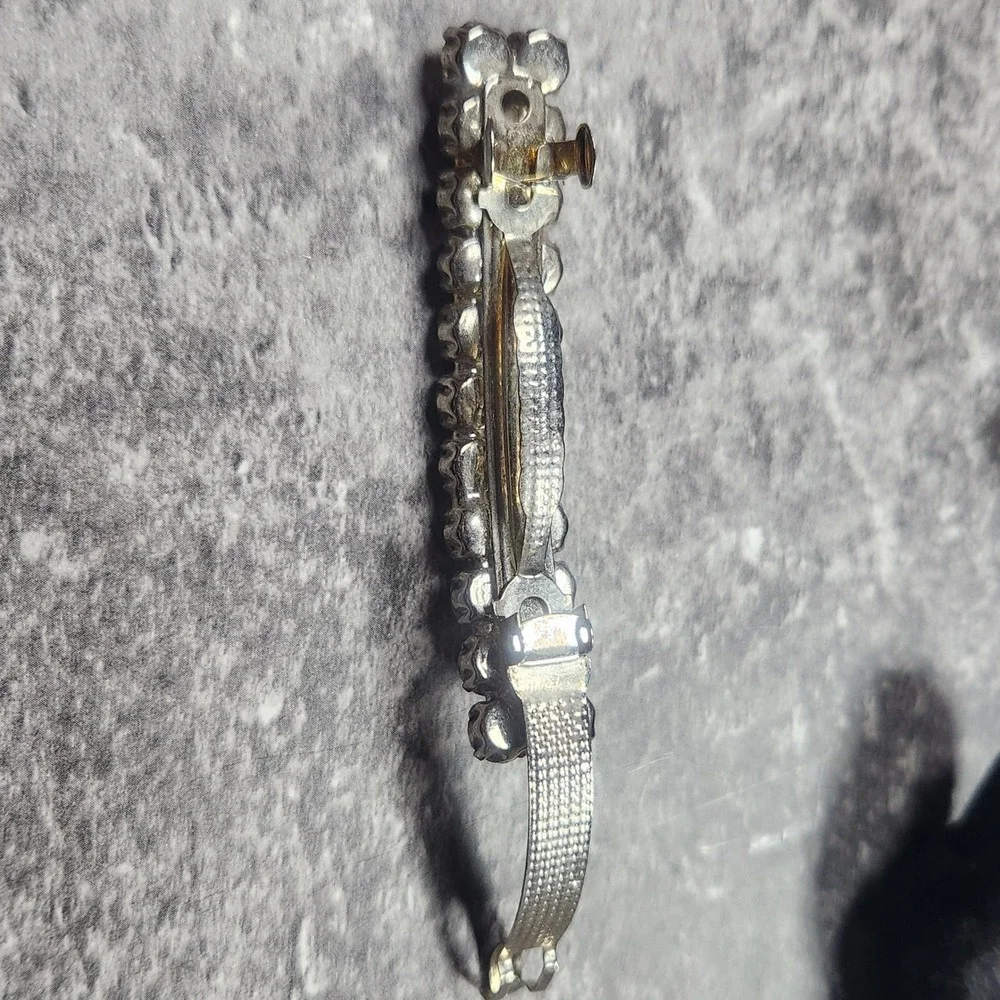 Vintage Aurora Borealis AB Rhinestone Hair Barrette Silver Tone French Clip